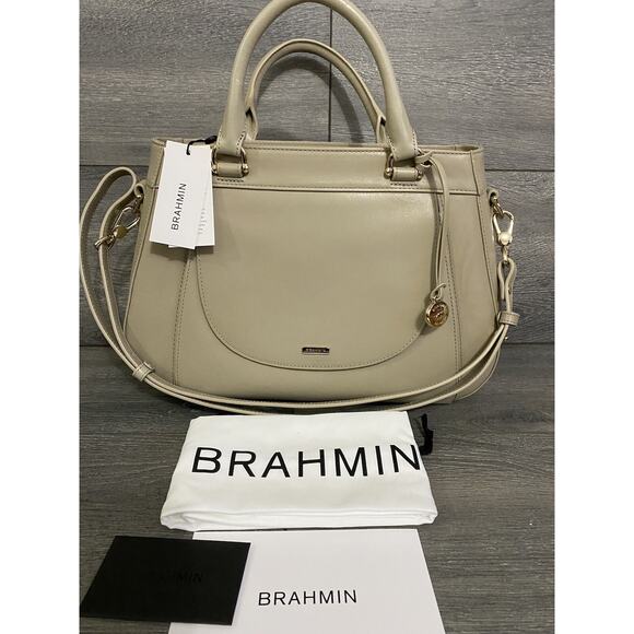 NWT Brahmin Raelynn Satchel Sand Leather Beige gray bag B000507 - Picture 2 of 10